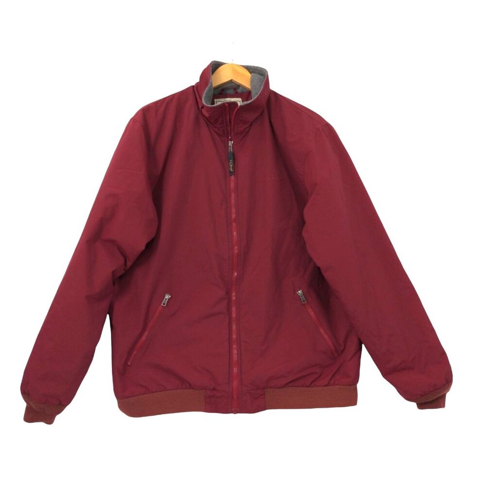 LL Bean Jacket Mens L Tall Burgundy Fleece Lined Warm Up Casual Outdoor Gorpcore